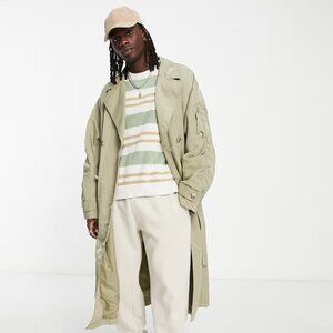 ASOS DESIGN extreme oversized nylon trench rain coat jacket / M